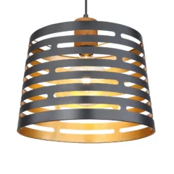 Hängelampe Ablona, Ø 35 cm, schwarz/goldfarben, Metall