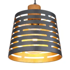 Hängelampe Ablona, Ø 25 cm, schwarz/goldfarben, Metall