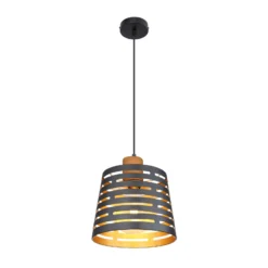 Hängelampe Ablona, Ø 25 cm, schwarz/goldfarben, Metall