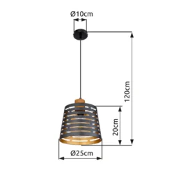 Hängelampe Ablona, Ø 25 cm, schwarz/goldfarben, Metall