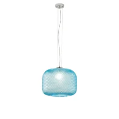 Hängelampe Ashford, türkis, Ø 40 cm, Glas