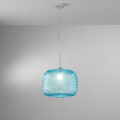 Hängelampe Ashford, türkis, Ø 40 cm, Glas