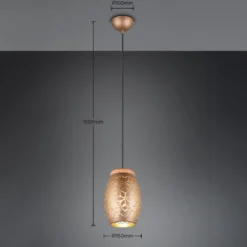 Hängelampe Bidar, Ø 15 cm, kaffeebraun, Metall