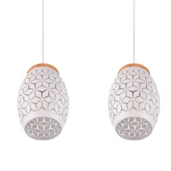 Hängelampe Bidar, Länge 71 cm, weiß matt, 3-flg., Metall