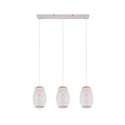 Hängelampe Bidar, Länge 71 cm, weiß matt, 3-flg., Metall