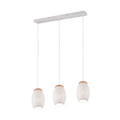 Hängelampe Bidar, Länge 71 cm, weiß matt, 3-flg., Metall