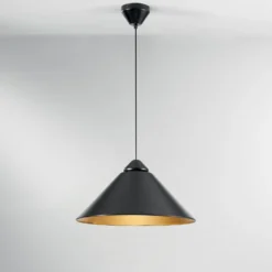 Hängelampe Big Bang schwarz/goldfarben, Ø 49 cm, Metall