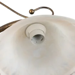 Hängelampe BILIARDO GIORGIO, creme/bronze, Glas/Eisen 2-flg.