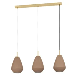 Hängelampe Caprarola, Länge 90 cm, sandfarben, 3-flg., Glas