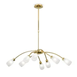 Hängelampe CARLA, messingfarben, Ø 84 cm, Metall/Glas 8-flg.