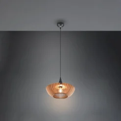 Hängelampe Colino aus Holzlamellen, Holz hell