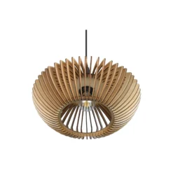 Hängelampe Colino aus Holzlamellen, Holz hell