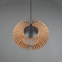 Hängelampe Colino aus Holzlamellen, Holz hell