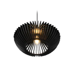 Hängelampe Colino aus Holzlamellen, schwarz