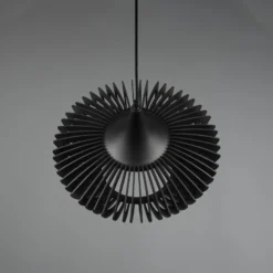 Hängelampe Colino aus Holzlamellen, schwarz