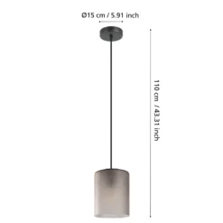Hängelampe Colomera, Ø 15 cm, schwarz/grau, Glas