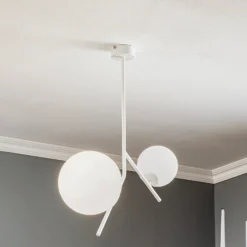 Hängelampe Dione, zweiflammig, weiß