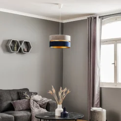 Hängelampe Duo marineblau/grau/gold Ø40cm 1flammig