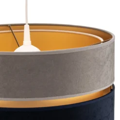 Hängelampe Duo marineblau/grau/gold Ø40cm 1flammig