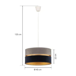 Hängelampe Duo marineblau/grau/gold Ø40cm 1flammig
