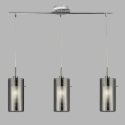 Hängelampe Duo 2 Rauchglas/chrom lang dreiflammig
