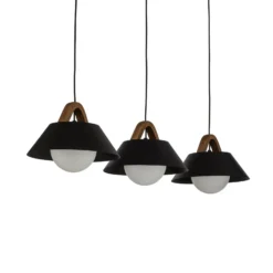 Hängelampe Funda, schwarz, Länge 110 cm, 3-flg., Metall/Glas