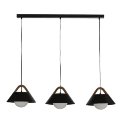Hängelampe Funda, schwarz, Länge 110 cm, 3-flg., Metall/Glas