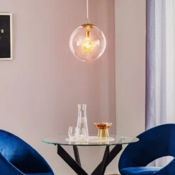 Hängelampe 562, Glas klar, Kappe/Baldachin gold