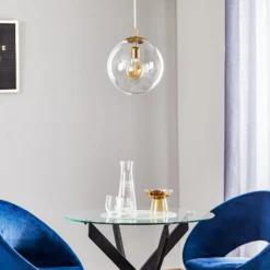 Hängelampe 562, Glas klar, Kappe/Baldachin gold