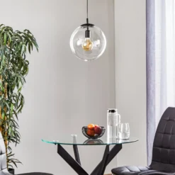 Hängelampe 562, Glas klar, Kappe/Baldachin schwarz