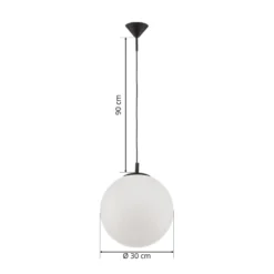 Hängelampe 562, Glas matt, Kappe/Baldachin schwarz