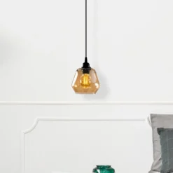 Hängelampe Gold 030, Glas gold-transparent Ø 15 cm 1-flammig