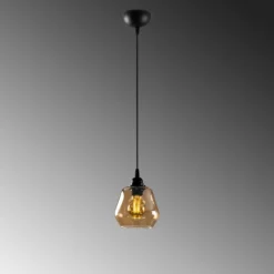 Hängelampe Gold 030, Glas gold-transparent Ø 15 cm 1-flammig