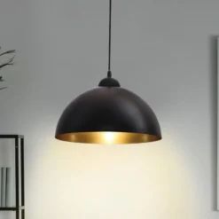 Hängelampe Goldi 2er-Set, schwarz/gold, Ø 30 cm, Metall, E27