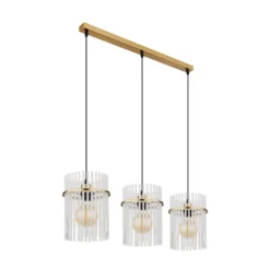 Hängelampe Gorley, weiß/gold, 3-flg., 80 cm, Glas, E27