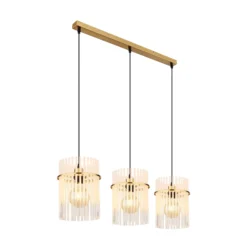 Hängelampe Gorley, weiß/gold, 3-flg., 80 cm, Glas, E27
