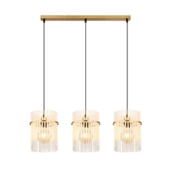 Hängelampe Gorley, weiß/gold, 3-flg., 80 cm, Glas, E27