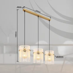 Hängelampe Gorley, weiß/gold, 3-flg., 80 cm, Glas, E27