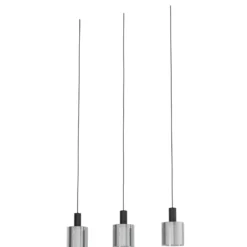 Hängelampe Gorosiba, schwarz, Länge 85 cm, Stahl/Glas, 3-flg