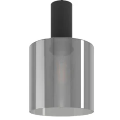 Hängelampe Gorosiba, schwarz, Länge 85 cm, Stahl/Glas, 3-flg