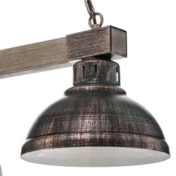 Hängelampe Hakon dreiflammig rostbraun/holz natur