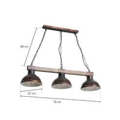 Hängelampe Hakon dreiflammig rostbraun/holz natur