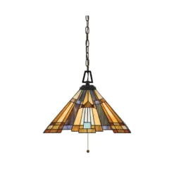 Hängelampe Inglenook, Tiffany-Stil Kettenabhängung