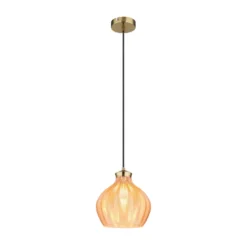 Hängelampe Jessica, Ø 22 cm, amberfarben, Glas