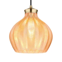 Hängelampe Jessica, Ø 22 cm, amberfarben, Glas
