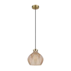 Hängelampe Jessica, Ø 22 cm, amberfarben, Glas