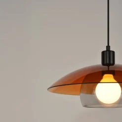 Hängelampe Jolly, bernsteinfarben/schwarz, Ø 38 cm, Glas