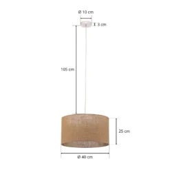 Hängelampe Jute cylinder naturbraun Ø40cm 1-flg.