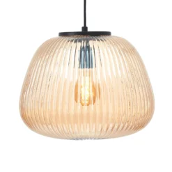 Hängelampe Kaizen, Ø 35 cm, bernstein, Glas