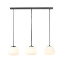 Hängelampe Kaizen, Länge 105 cm, opal, 3-flg. Glas/Metall